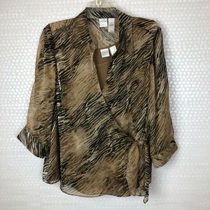 Emma James Woman Wrap Animal Print Blouse Set, 18W